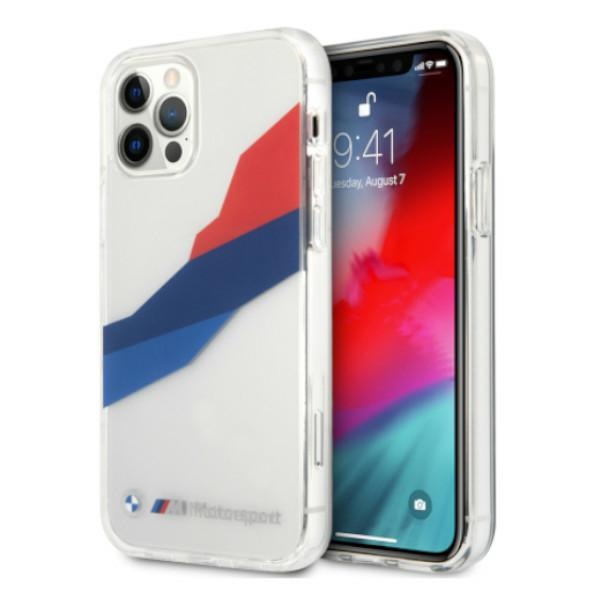 BMW Motorsport trispalvis dėklas iPhone 12 Pro Max - permatomas
