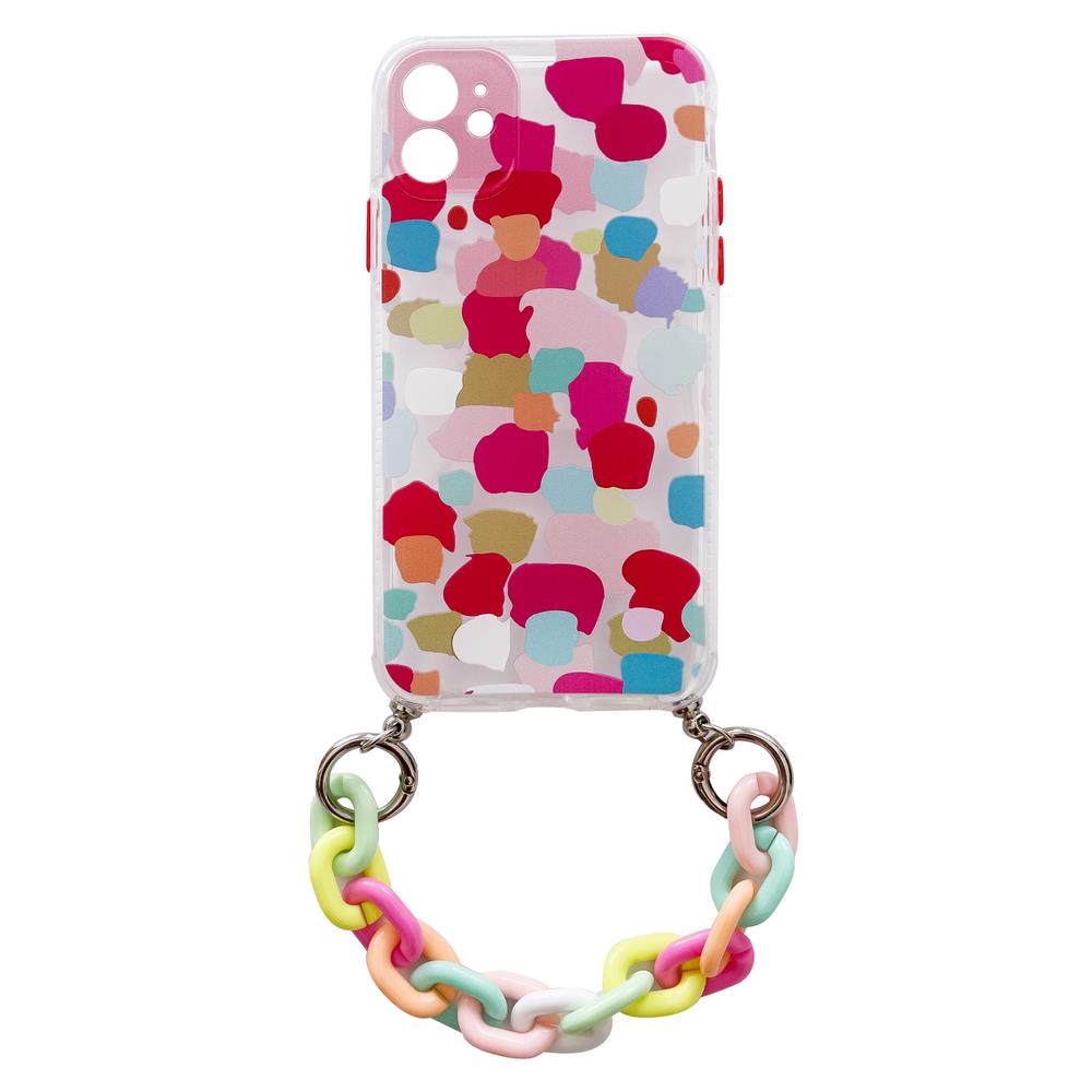 Color Chain dėklas gelinis lankstus elastingas dėklas su grandinės pakabuku iPhone XS / iPhone X įvairiaspalvis