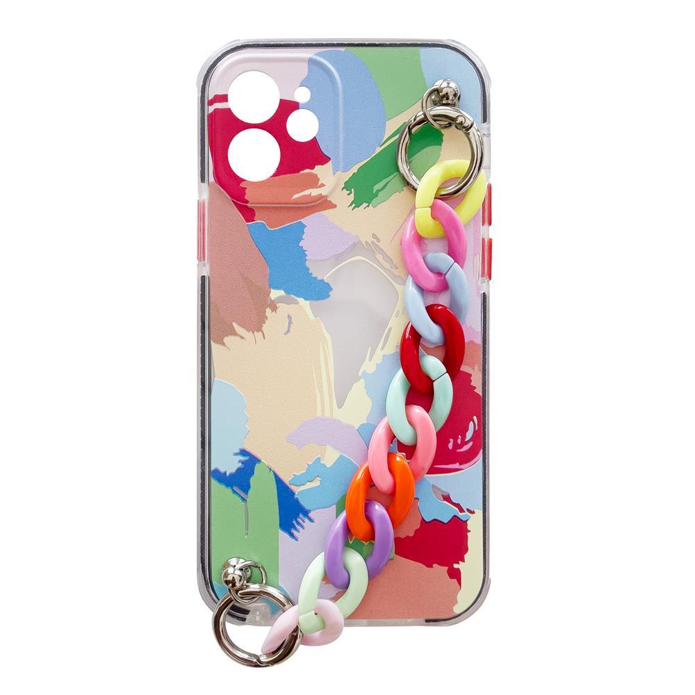 Color Chain Case gelinis lankstus elastinis dėklas su grandinėlės pakabuku Xiaomi Redmi 10 įvairiaspalvis