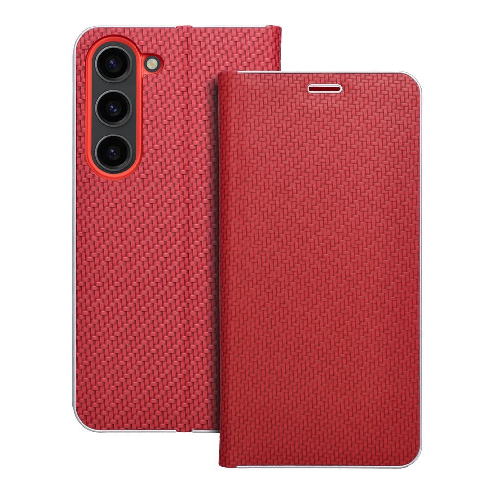 Флип-чехол для Samsung S23 Luna Book Carbon красный