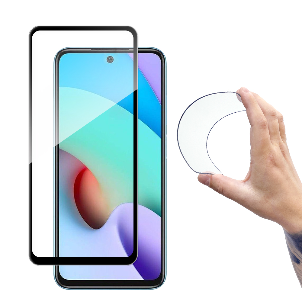 Wozinsky pilno padengimo Flexi Nano stiklo plėvelės grūdintas stiklas su rėmeliu Xiaomi Redmi 10, juodas