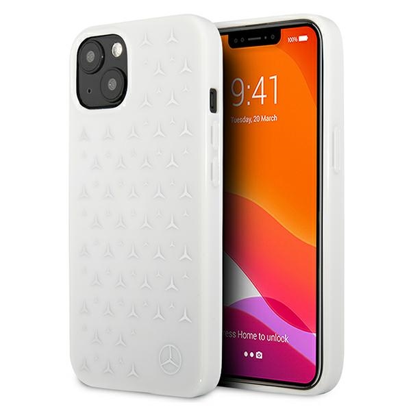 Mercedes sidabrinių žvaigždžių rašto dėklas telefonui iPhone 13 mini – baltas