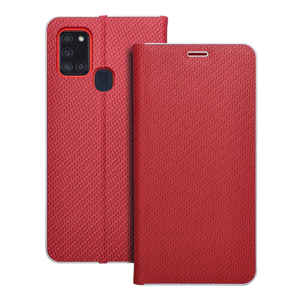 Dėklas telefonui LUNA Book Carbon skirtas SAMSUNG A21s - raudonas