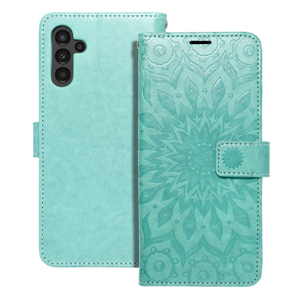 MEZZO knygos tipo dėklas telefonui SAMSUNG A13 5G / A04S su mandala, žalias