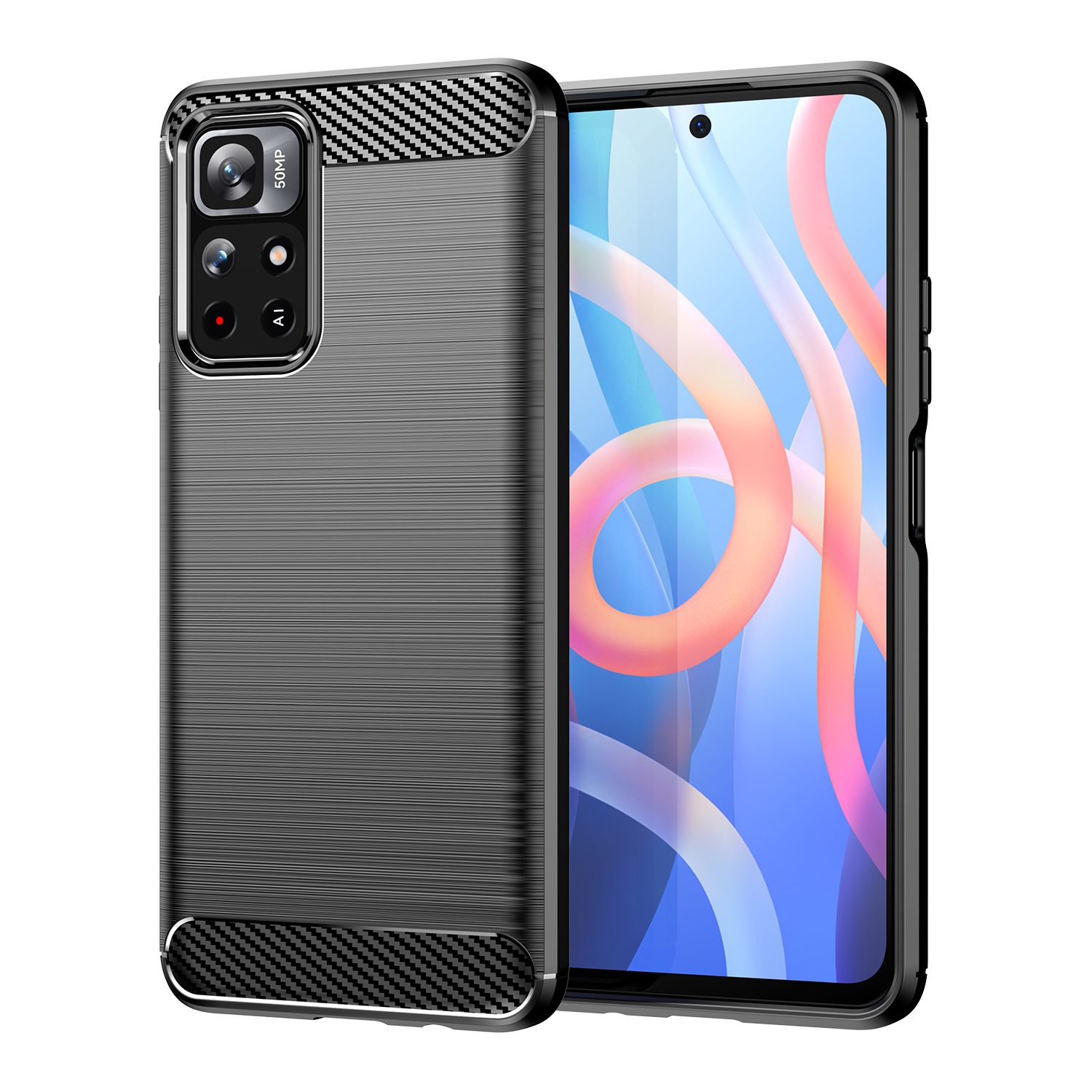 Carbon Case гибкий чехол для Xiaomi Redmi Note 11 чёрный