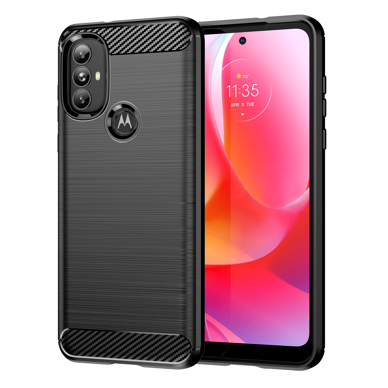 Carbon Case гибкий чехол Motorola Moto G Power 2022 чёрный