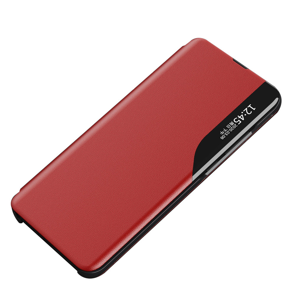 Dėklas telefonui Xiaomi Redmi Note 11 Pro+ 5G (China) / 11 Pro 5G (China) / Mi11i HyperCharge / Poco X4 NFC 5G iš ekologiškos odos, elegantiškas su užverčiamu dangteliu ir stovu - raudonas