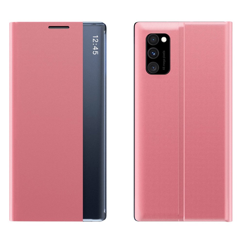 Naujas Sleep Case dėklas su klapo funkcija ir stovu Poco M4 Pro 5G rožinis