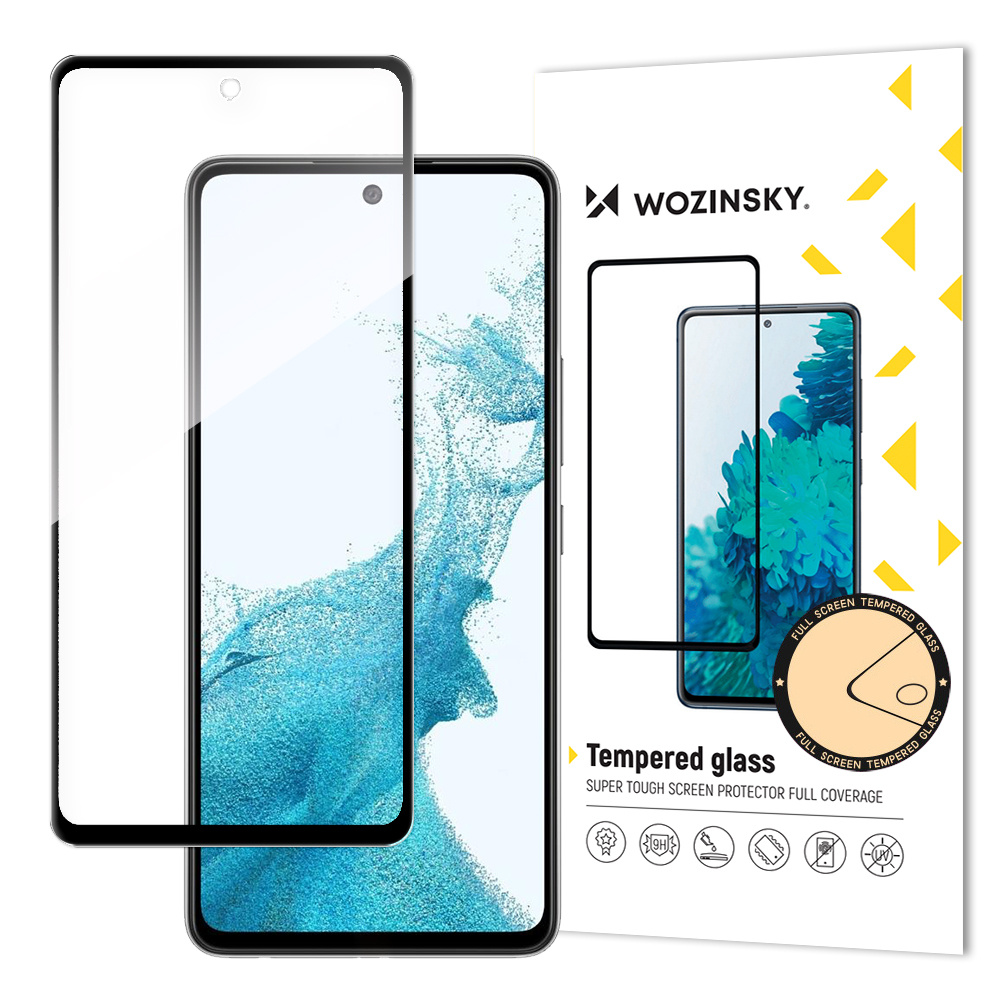 LCD apsauginis stikliukas "Wozinsky 5D Full Glue" Samsung A536 A53 5G pritaikytas dėklui juodas