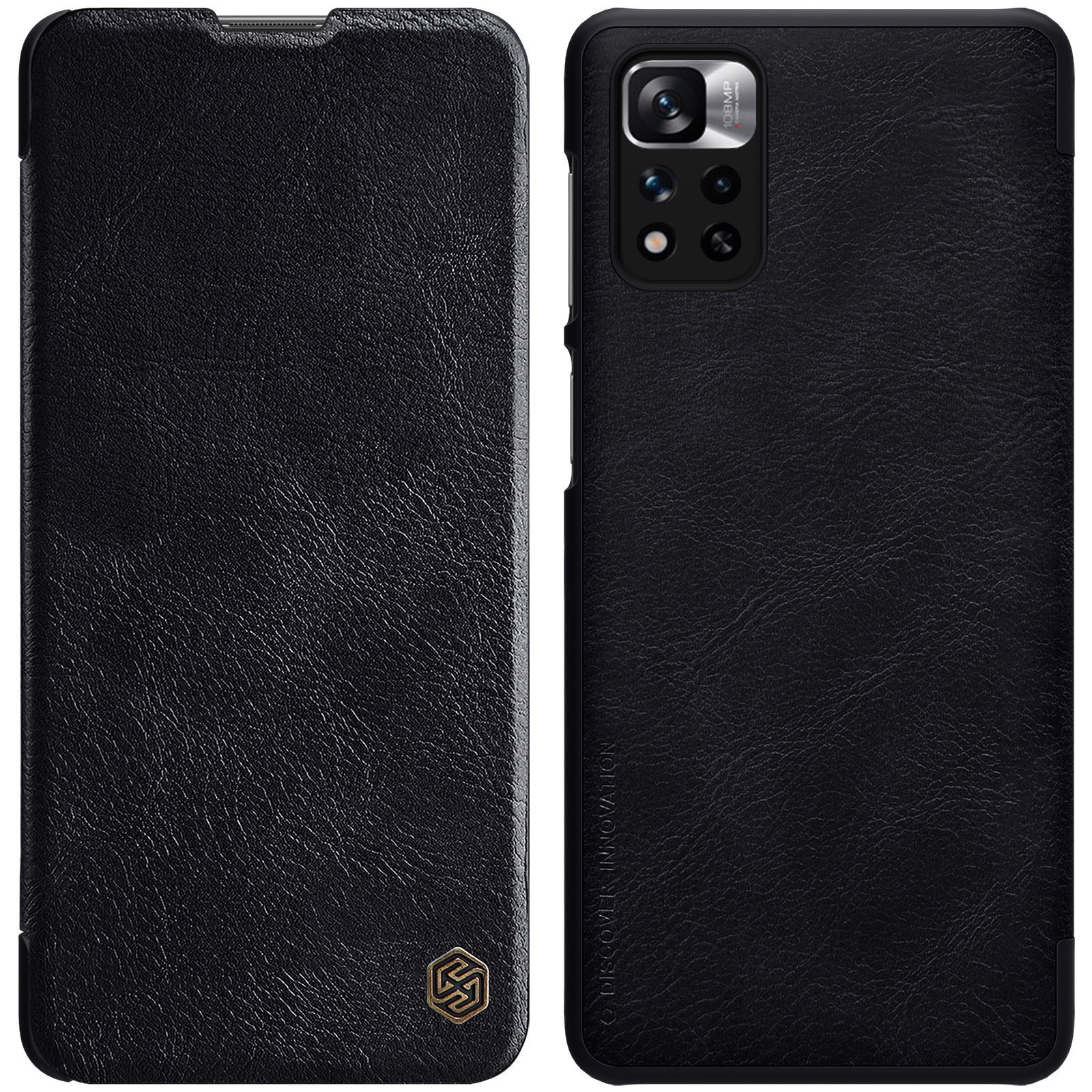 Nillkin Qin dėklas Xiaomi Redmi Note 11 Pro+ (Kinija) / Redmi Note 11 Pro (Kinija) / Mi11i HyperCharge kameros apsauga dėklas atverčiamas dėklas juodas