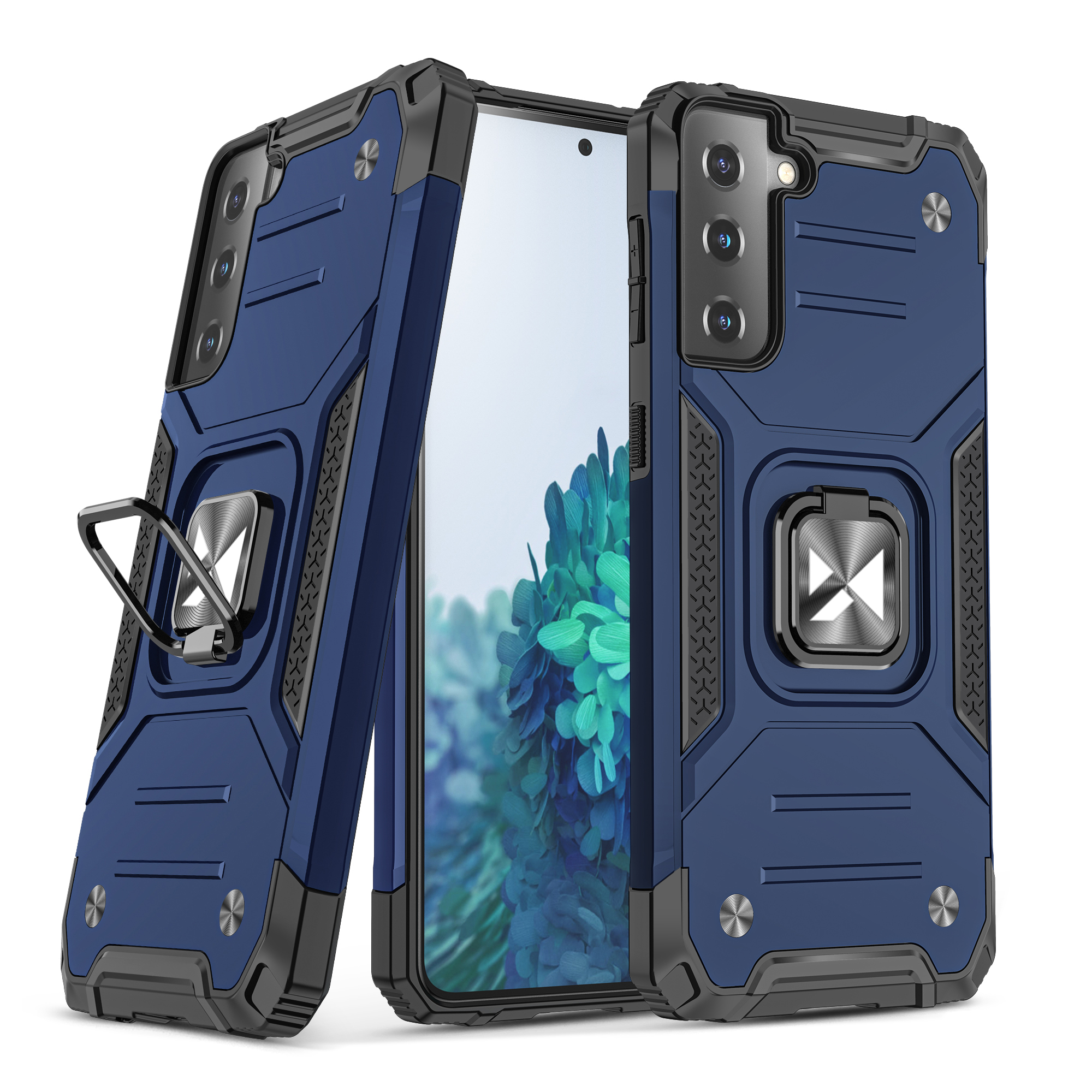 Wozinsky Ring Armor Tough Hybrid dėklas telefonui Samsung Galaxy S22 mėlynos spalvos su magnetiniu laikikliu