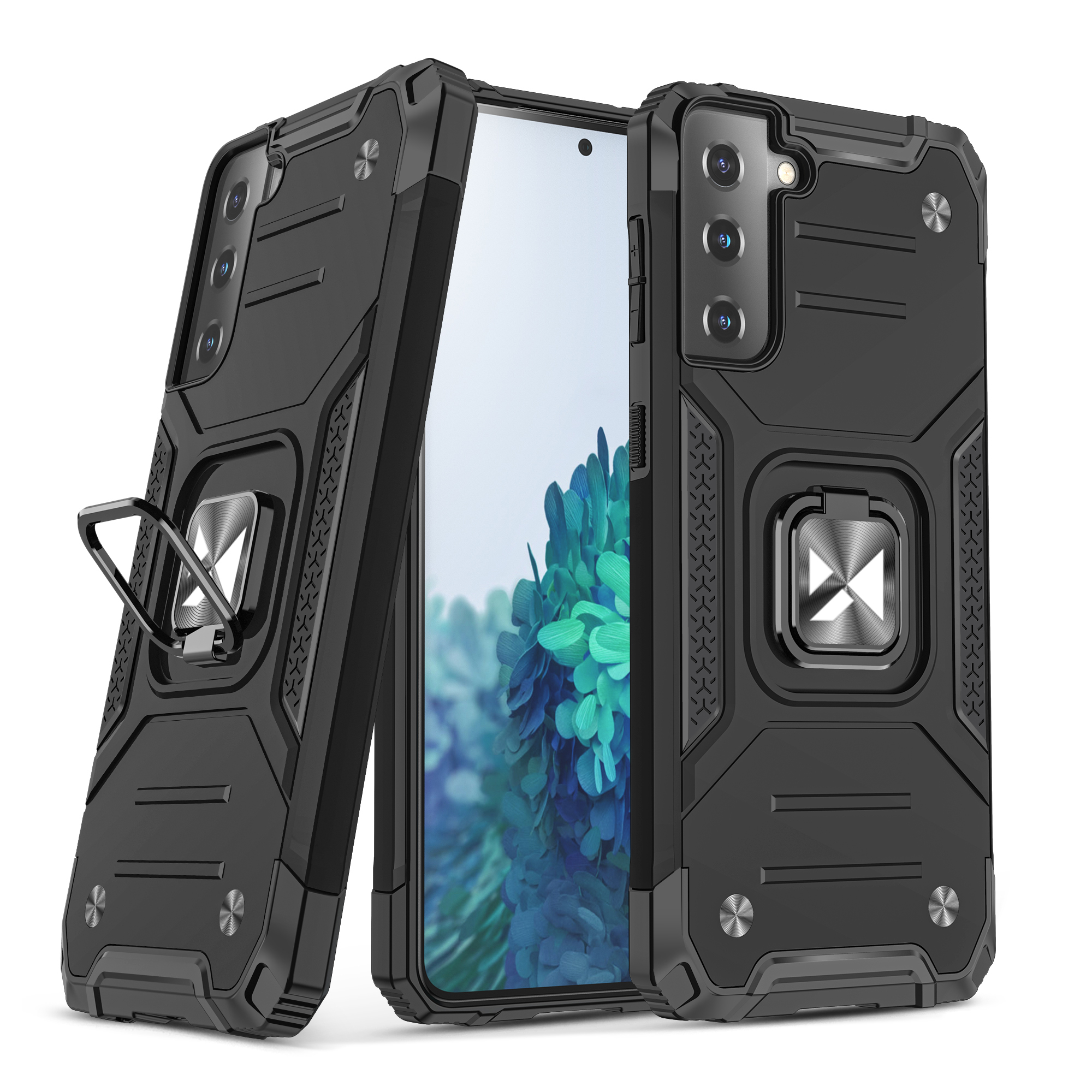 Wozinsky Ring Armor Tough Hybrid dėklas telefonui Samsung Galaxy S22+ (S22 Plus) juodos spalvos su magnetiniu laikikliu