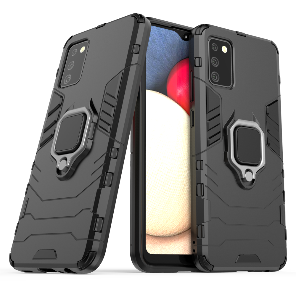 Ring Armor tvirtas hibridinis dėklas telefonui su magnetiniu laikikliu Samsung Galaxy A03s (166.5) juodas
