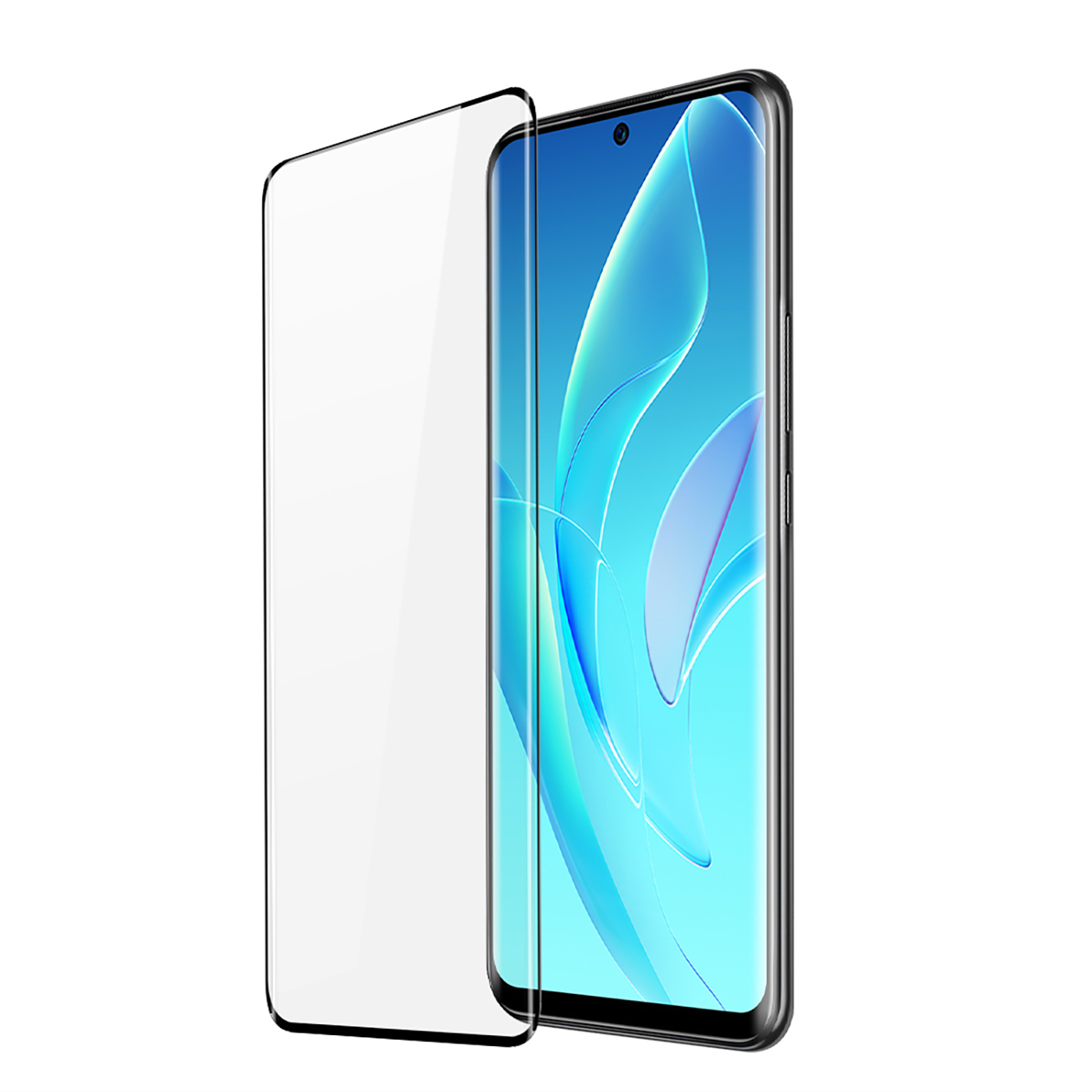 Dux Ducis lenktas grūdintas stiklas Honor 60 Pro su juodu rėmeliu