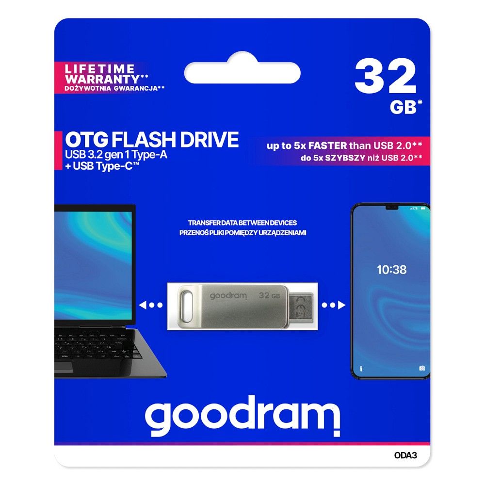 Флешка GoodRam OTG USB A + Type C ODA3 32GB USB3.2