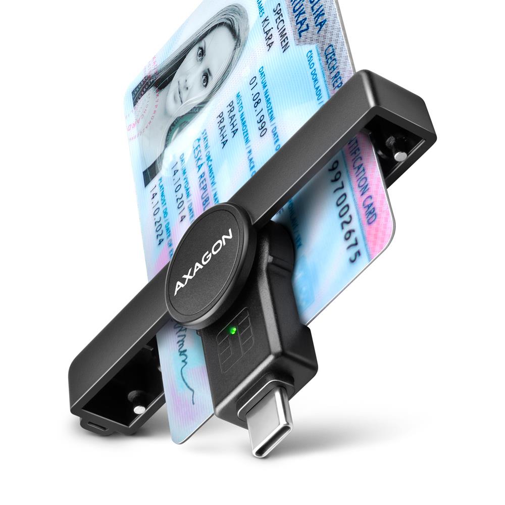 Axagon kišeninis SmartCard kortelių skaitytuvas USB-C CRE-SMPC