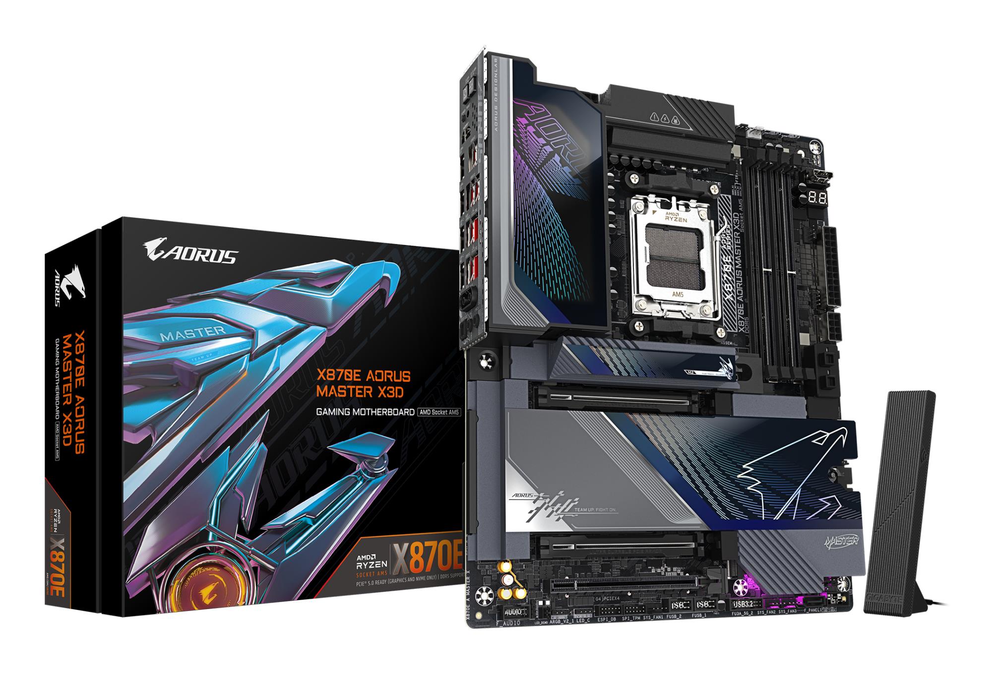 Gigabyte X870E Aorus Master X3D Pagrindinė plokštė AMD X870E AM5 ATX DDR5 4 lizdai Wi-Fi Bluetooth