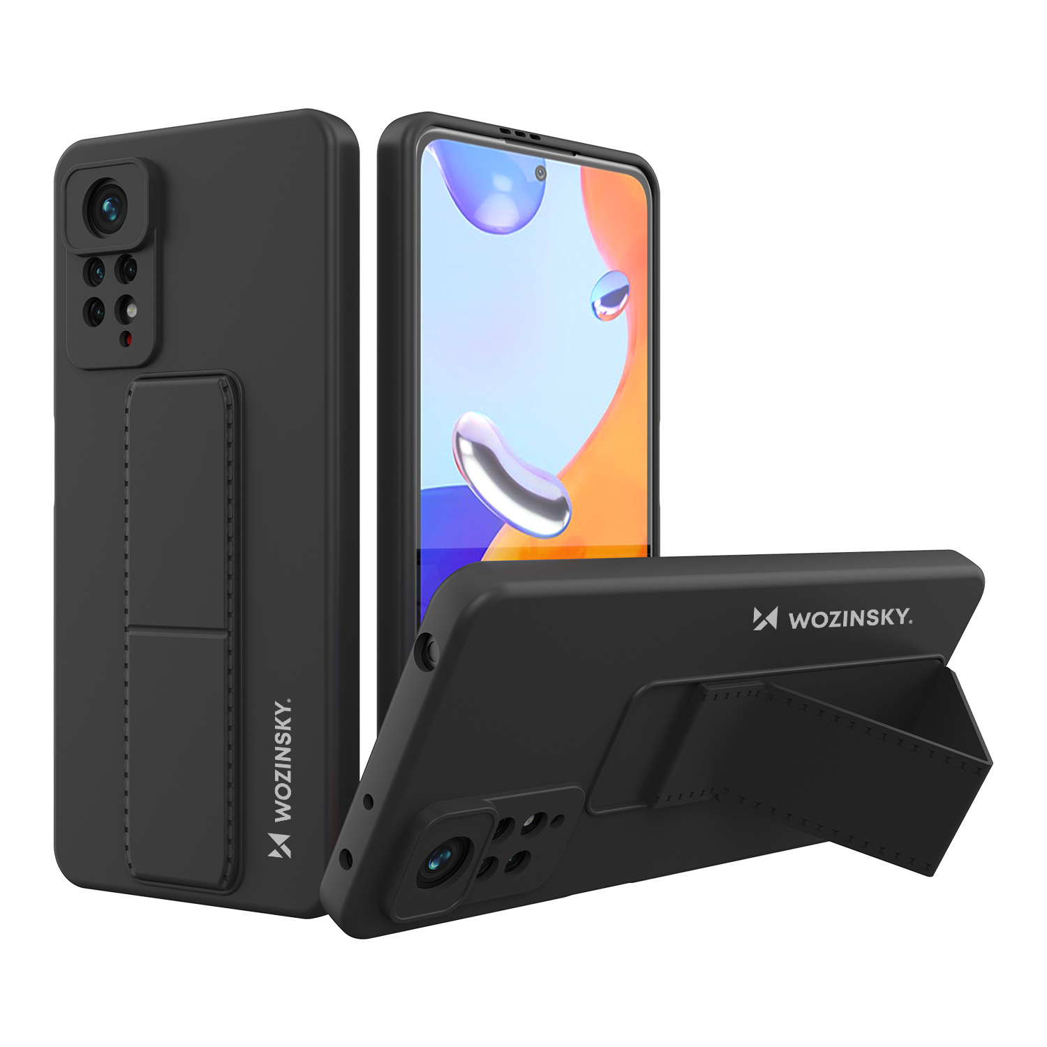 Wozinsky Kickstand Case силиконовый чехол с подставкой для Xiaomi Redmi Note 11 Pro черный