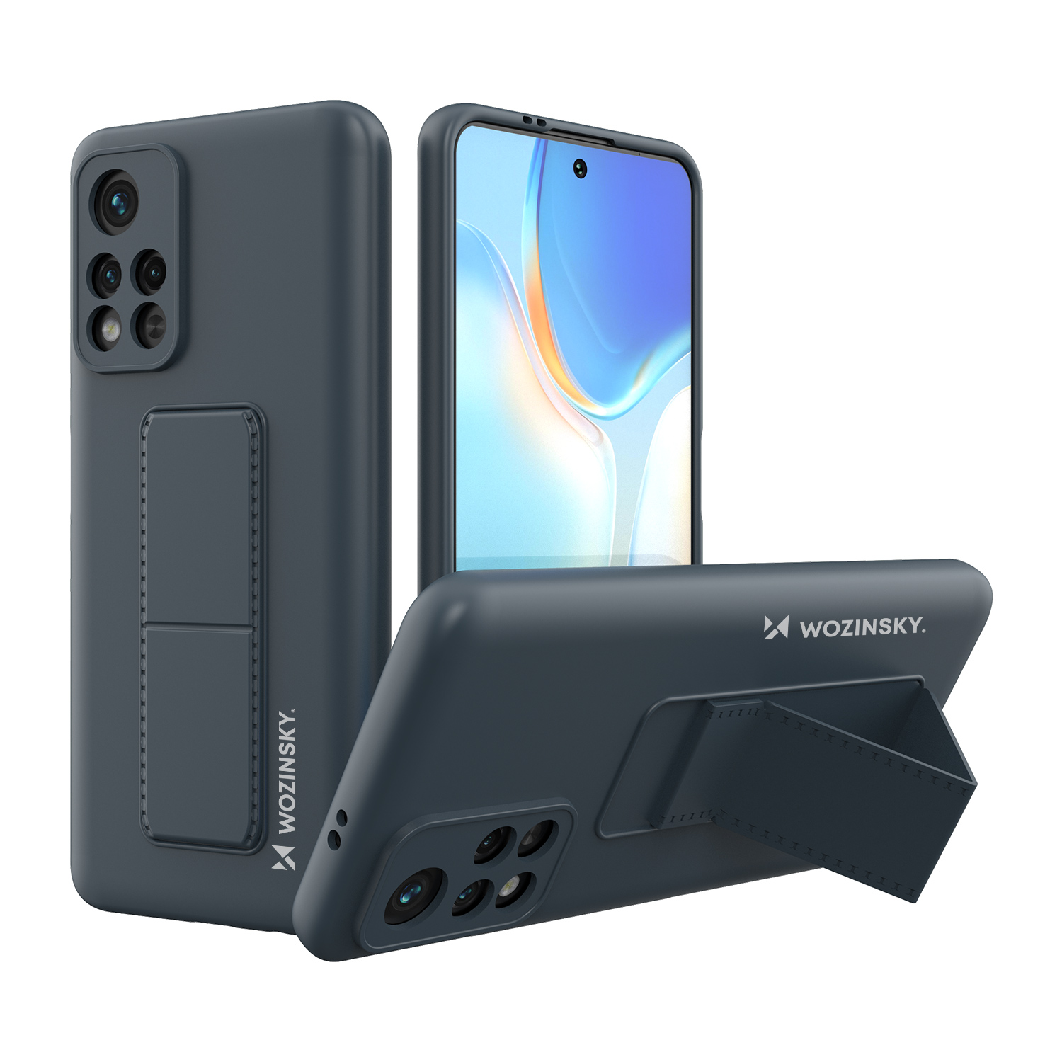 Wozinsky Kickstand Case силиконовый чехол с подставкой для Xiaomi Poco M4 Pro 5G темно-синий
