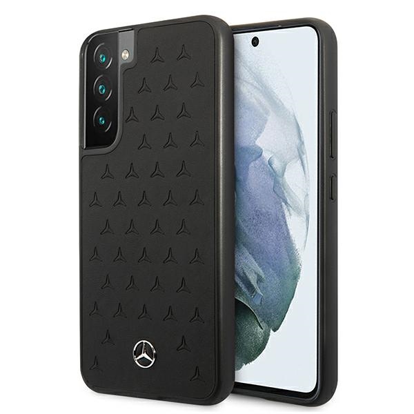 Mercedes Leather Stars Pattern Case for Samsung Galaxy S22+ - Black