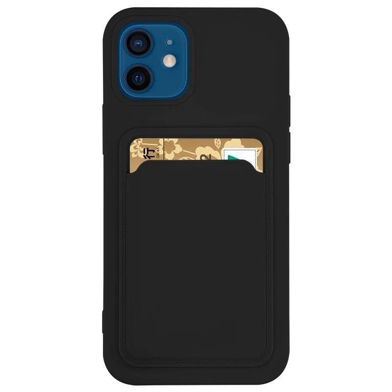 Card Case silikoninis dėklas piniginė su kortelių skyriumi Samsung Galaxy A73 juodas