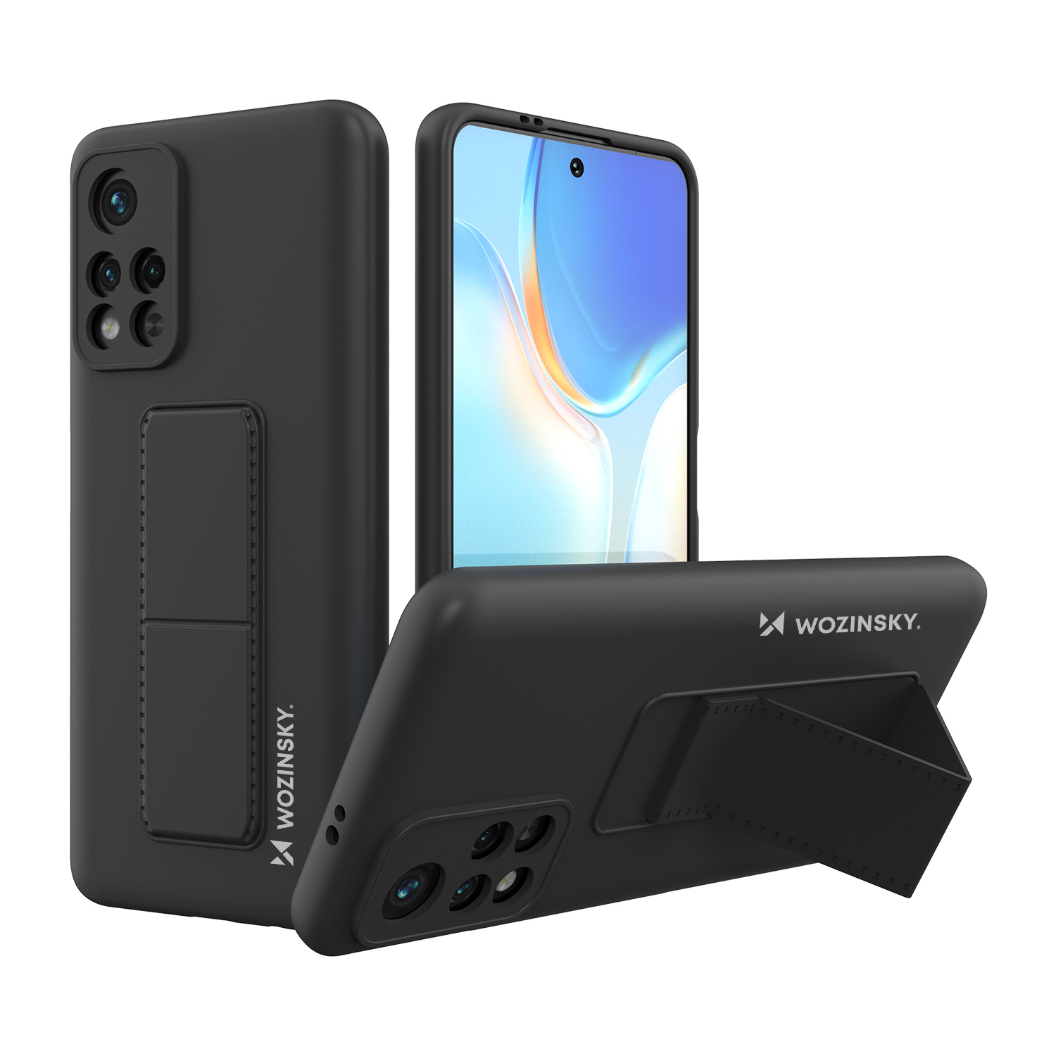 Силиконовый чехол Wozinsky Kickstand Case с подставкой для Xiaomi Redmi Note 11S / Note 11, черный