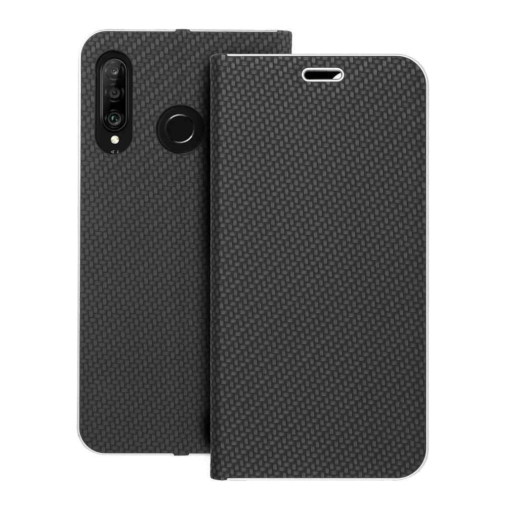 LUNA Book Carbon dėklas telefonui HUAWEI P30 Lite juodas