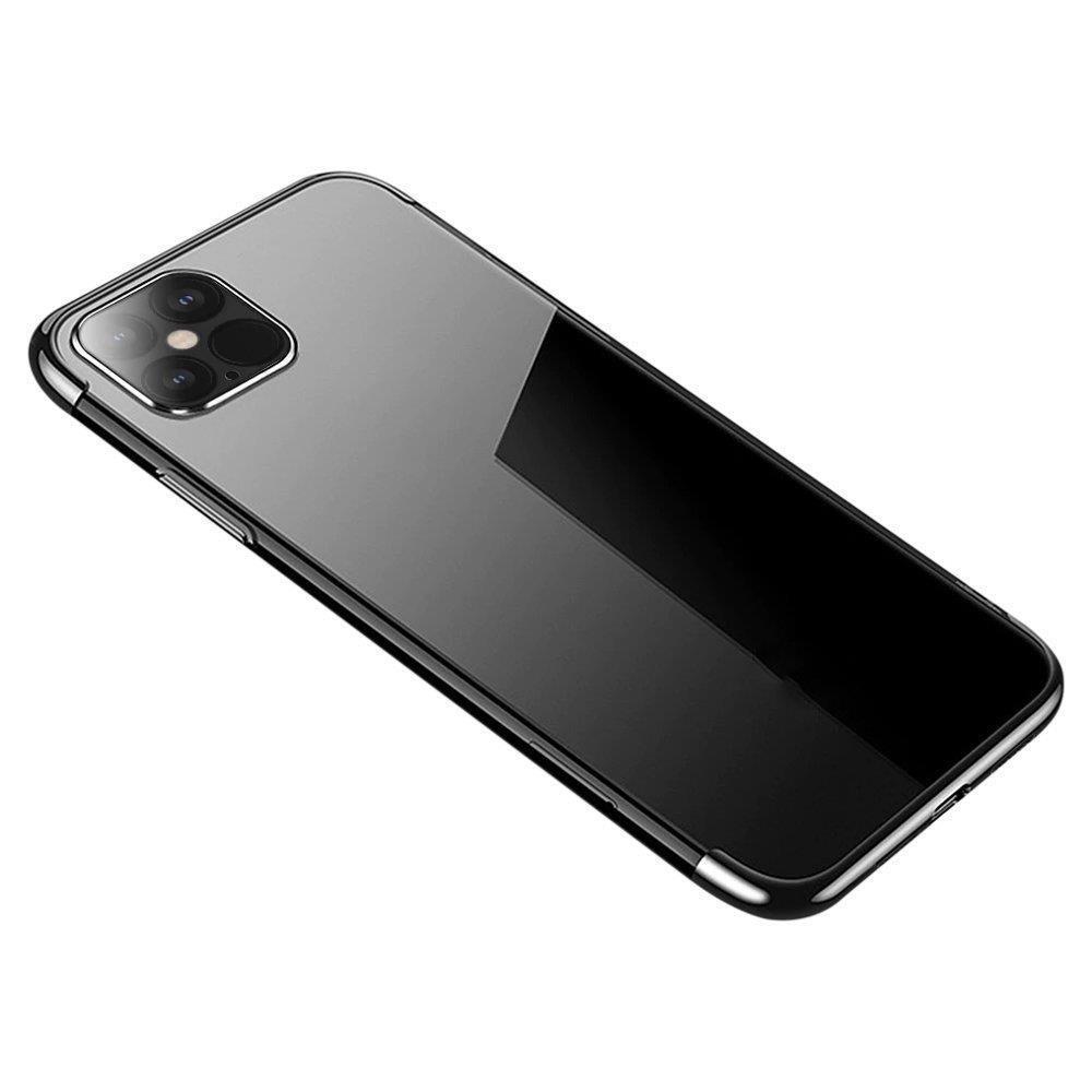 Skaidrus spalvotas gelinis TPU dėklas telefonui su metaliniu rėmeliu Samsung Galaxy A33 5G, juodas