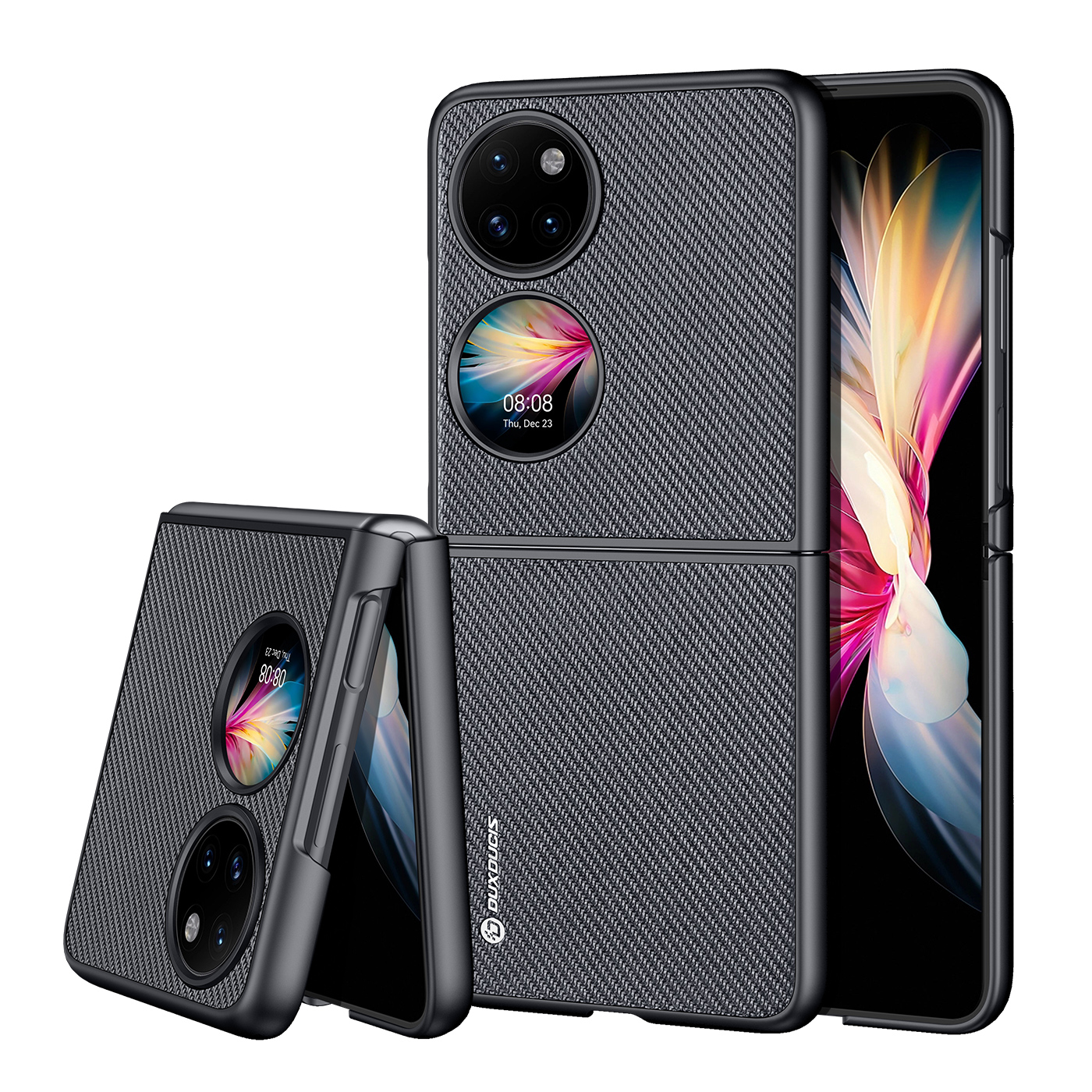 Dux Ducis Fino dėklas pagamintas iš nailono medžiagos Huawei P50 Pocket juodas