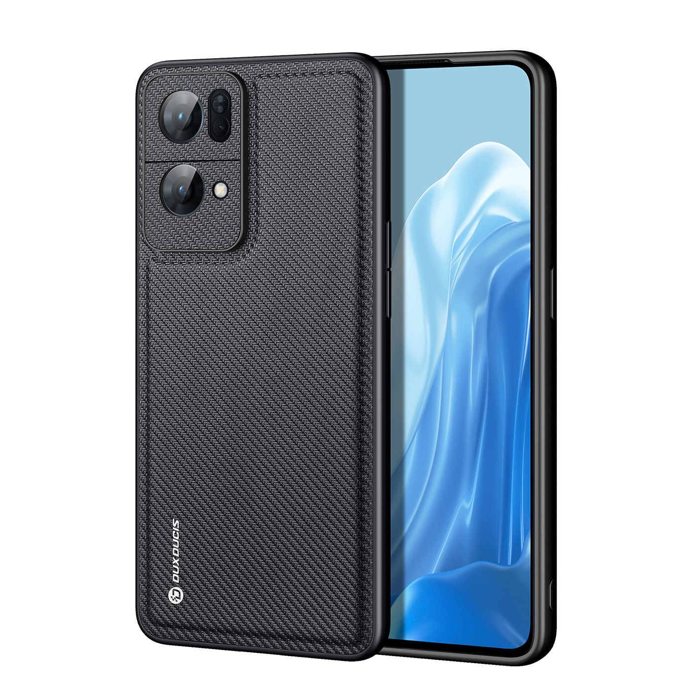 Dux Ducis Fino dėklas padengtas nailono medžiaga Oppo Reno7 Pro 5G juodas