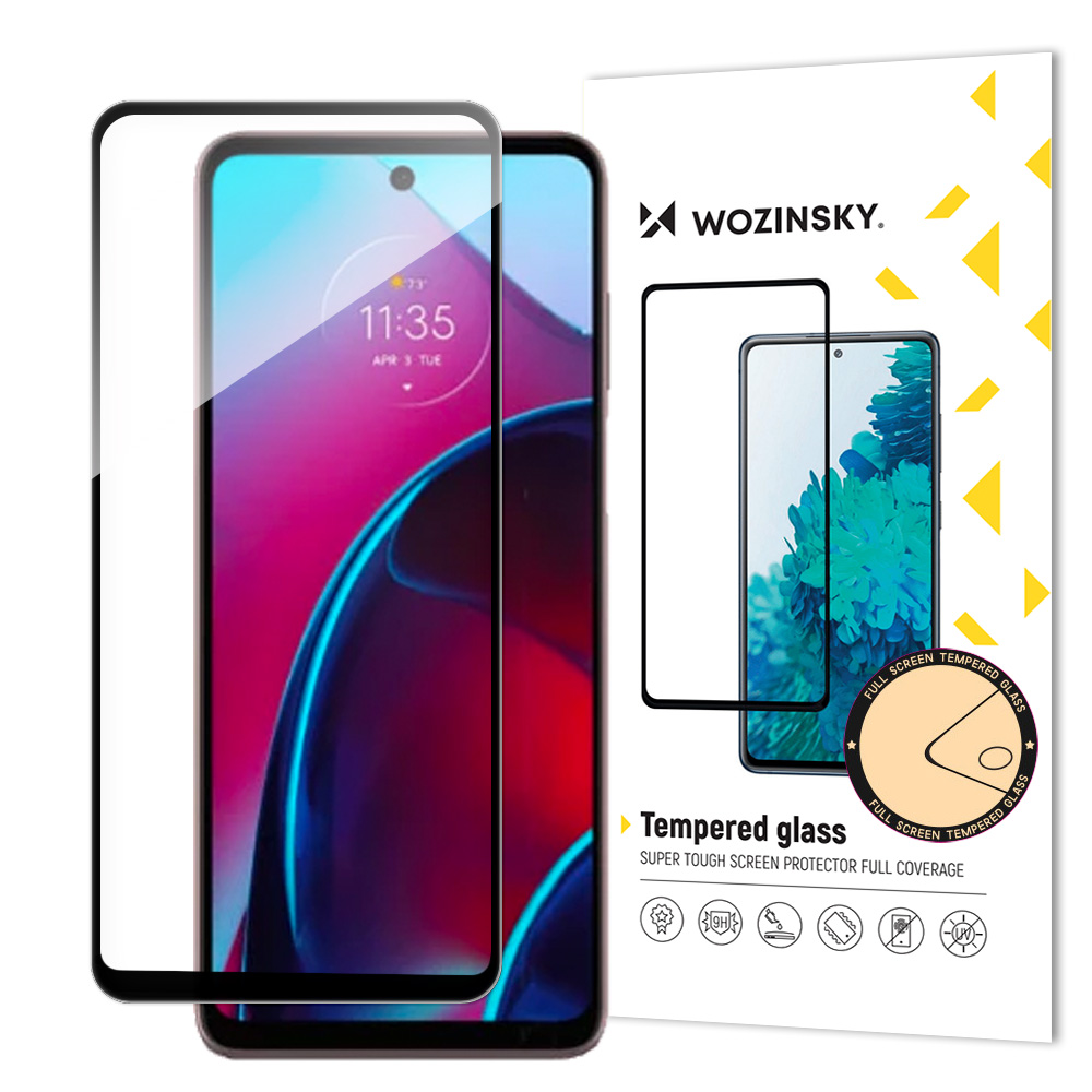 Wozinsky pilno klijavimo grūdintas stiklas Motorola Moto G Stylus 2022 9H pilno ekrano grūdintas stiklas su juodu rėmeliu