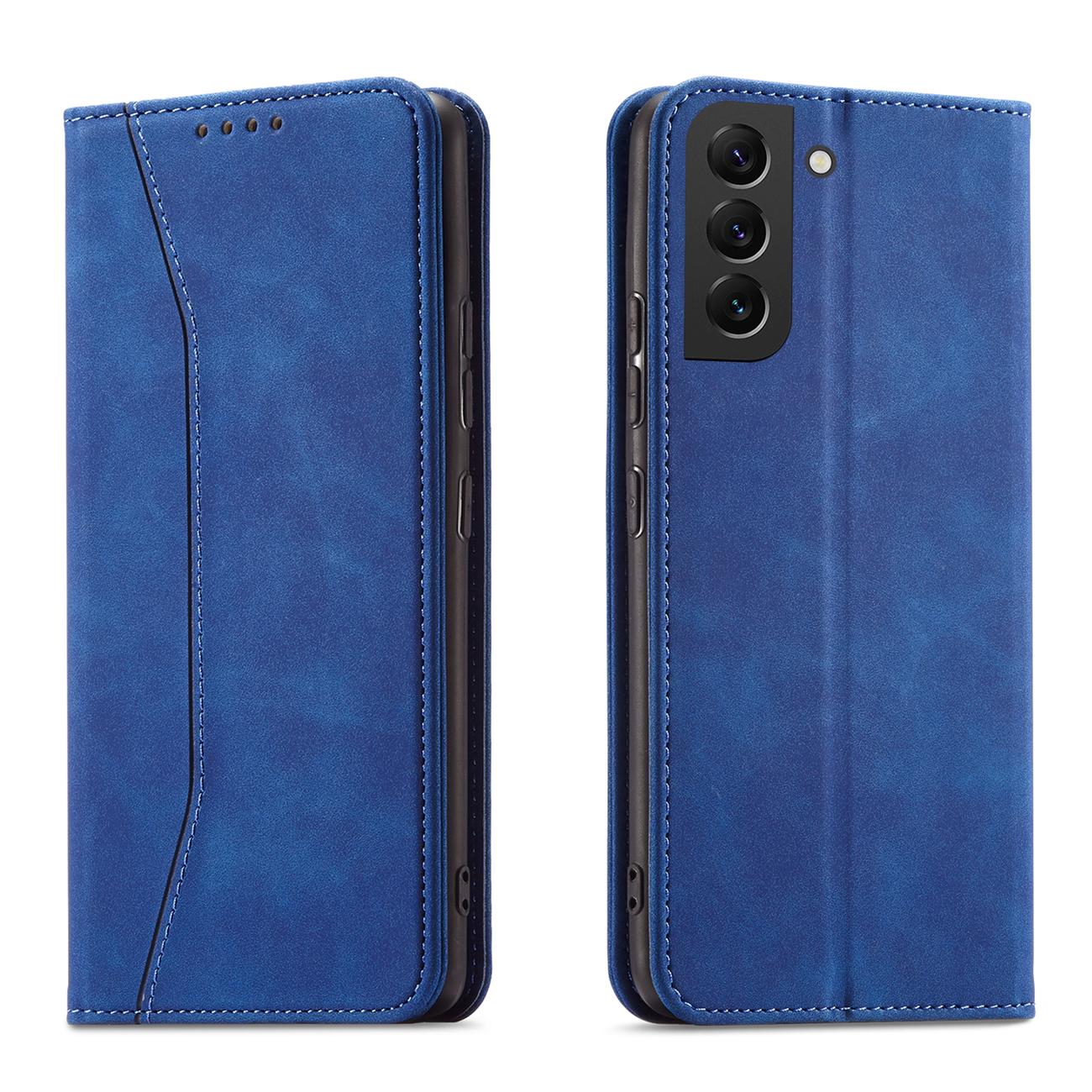 Magnet Fancy Case чехол для Samsung Galaxy S22 + (S22 Plus) кошелёк-чехол с держателем для карт синий
