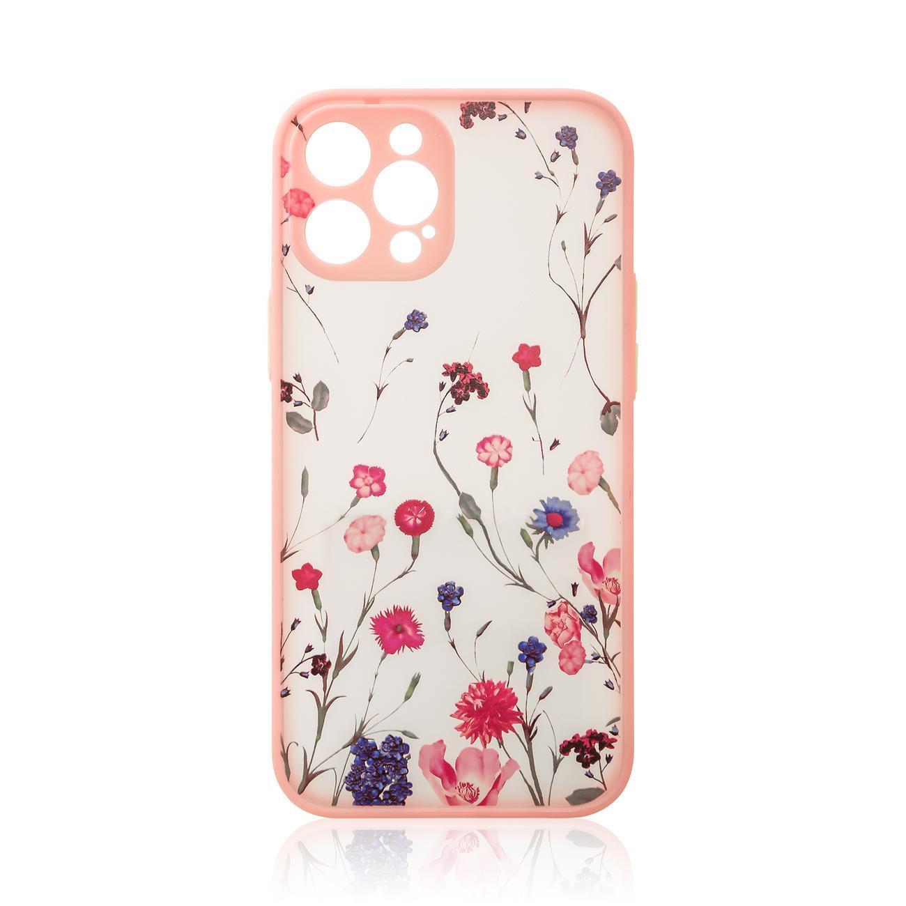 Dizaino dėklas iPhone 12 Pro Max gėlių rožinė
