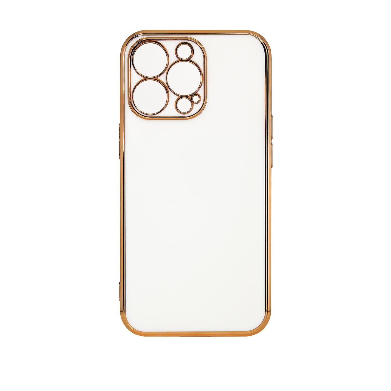 Lighting Color dėklas telefonui Samsung Galaxy A12 5G auksinis rėmelis gelinė apsauga balta