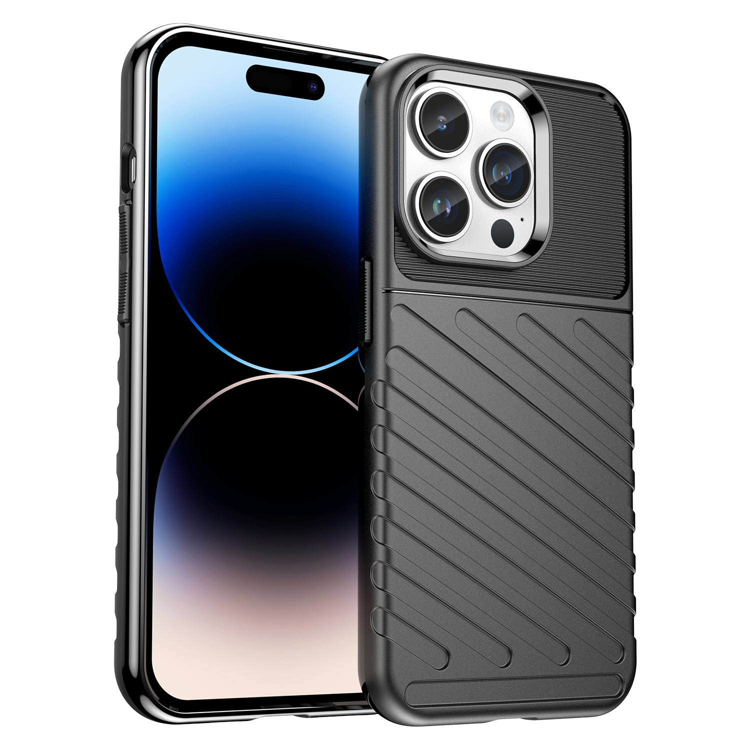 Thunder Case iPhone 14 Pro Max dėklas telefonui su apsauga - juodos spalvos