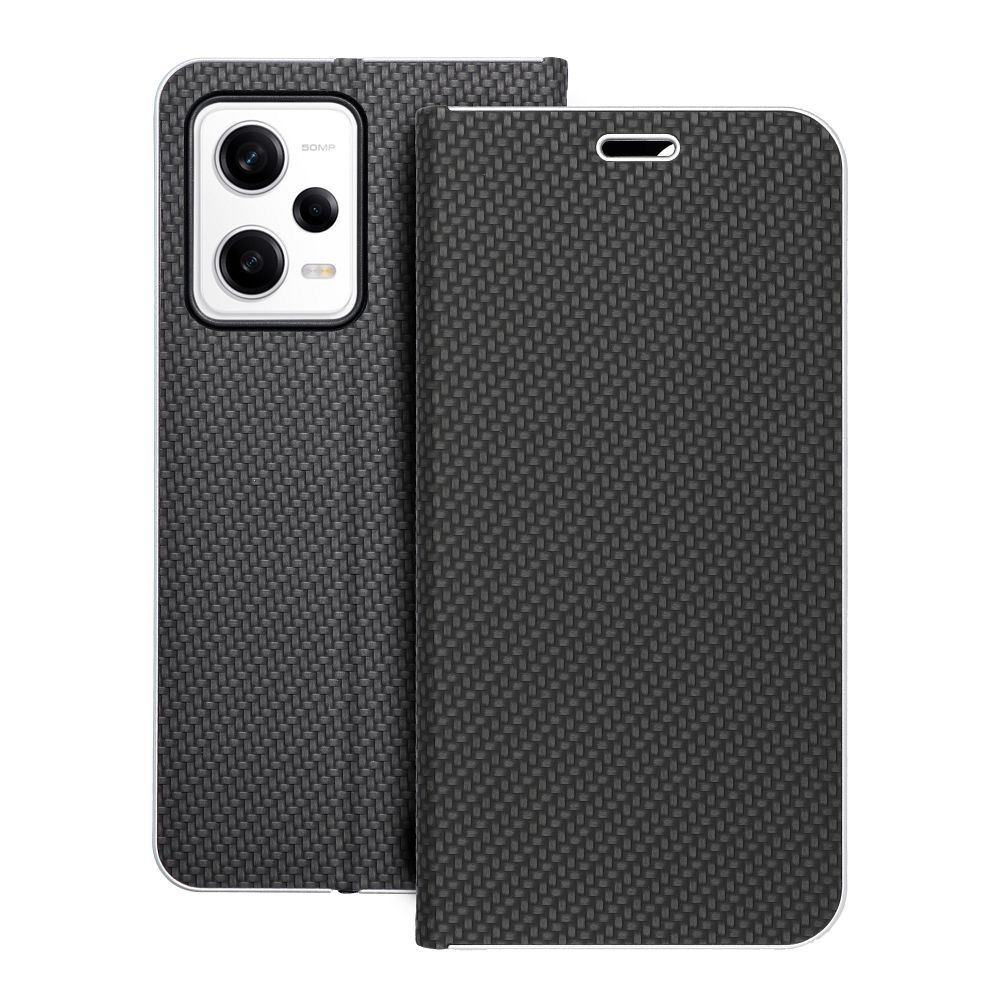 LUNA Book Carbon dėklas telefonui XIAOMI Redmi Note 12 Pro 5G juodas