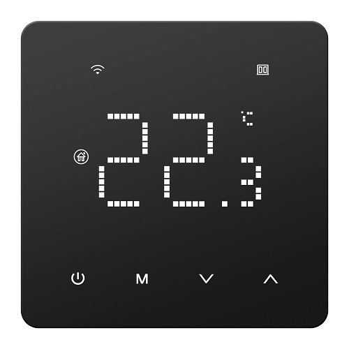 Tuya HT260034 programuojamas Wi-Fi termostatas elektriniam šildymui, 16 A, juodas
