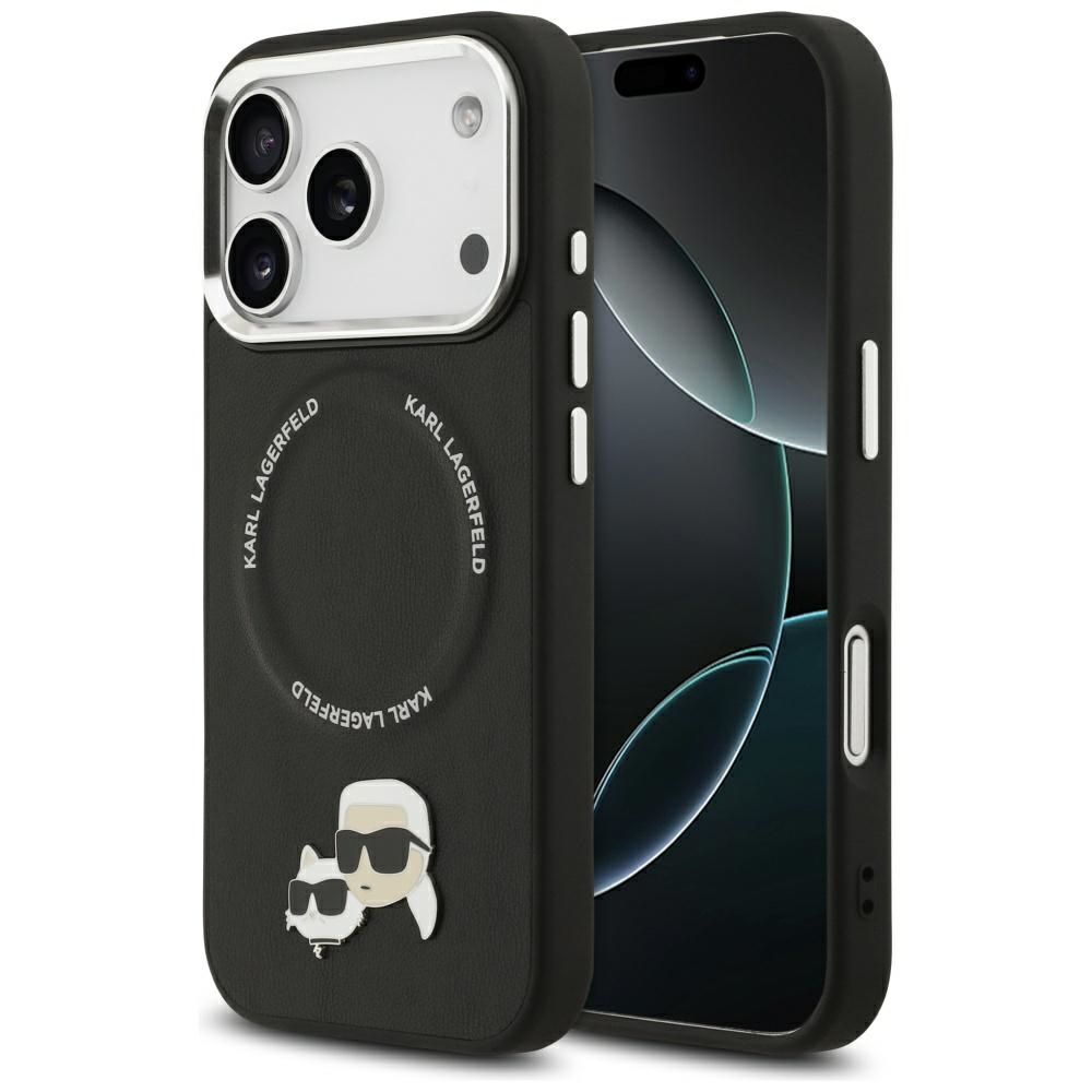 Karl Lagerfeld Karl & Choupette Smeigtukai Magnetinis dėklas telefonui iPhone 17 Pro - juoda