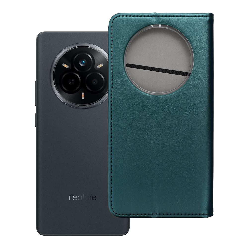 SMART MAGNETO knyginis dėklas telefonui REALME 14 PRO tamsiai žalias