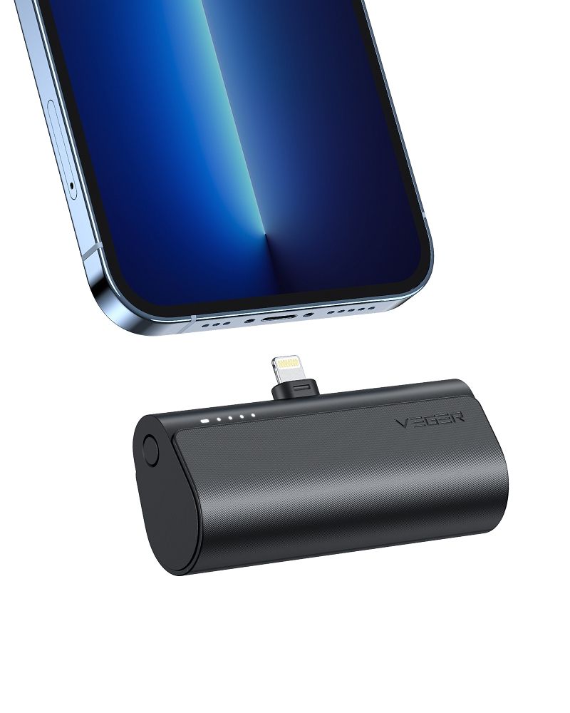 Powerbank Veger PlugOn (W0556P) PD QC3.0 3A 20W 5000 mAh with a built-in connector Lightning black