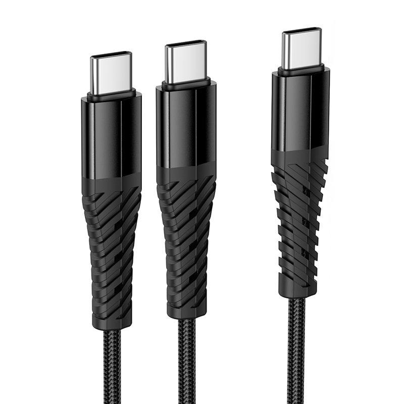 Кабель 2-в-1 USB C to USB C+C Hoco 1 м X123 чёрный