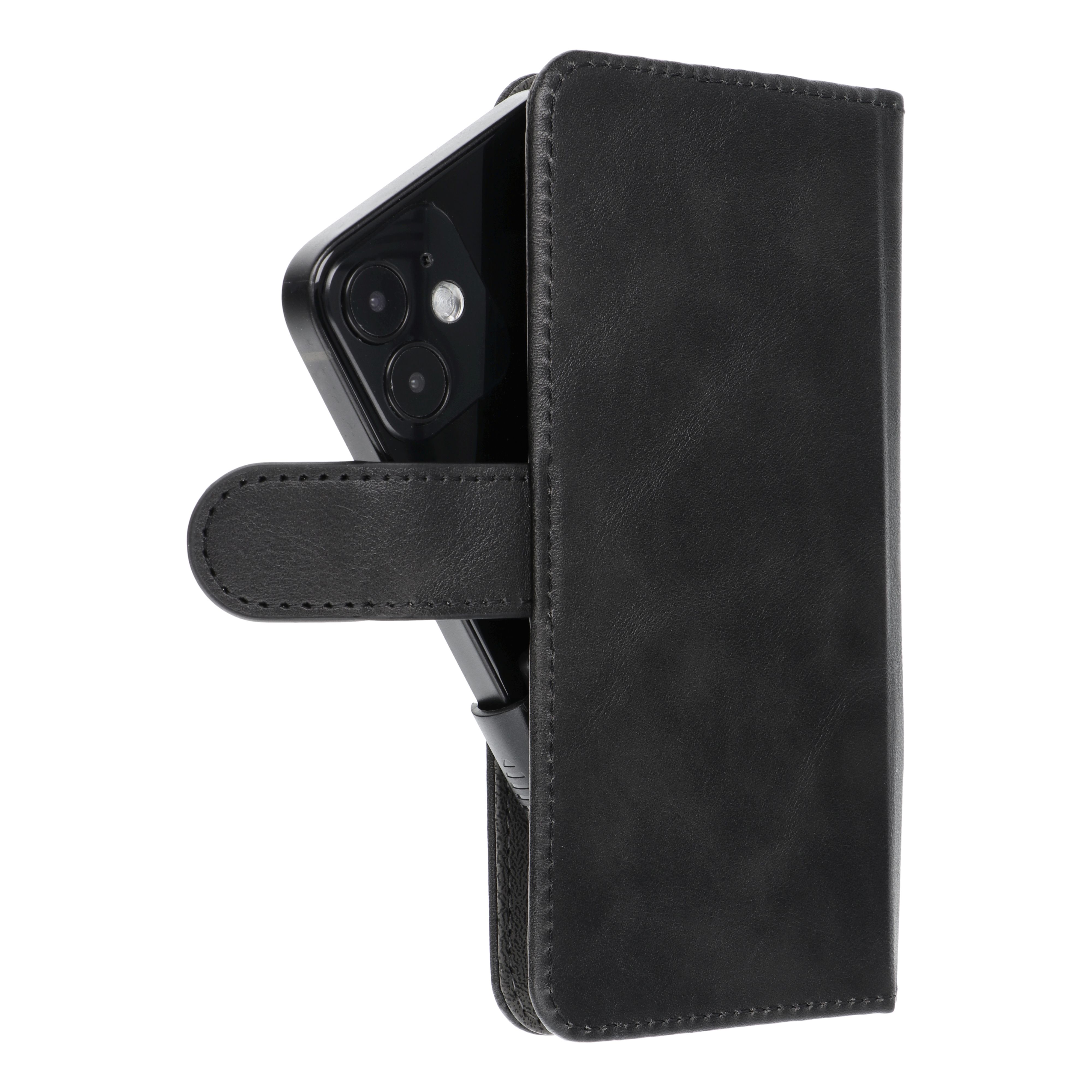 Universali knygos dėklas dydis S iPhone 12 / 13 / SAMSUNG S6 / A5 2016 / XCOVER 4 / S22 / HUAWEI P8 2017 juodas
