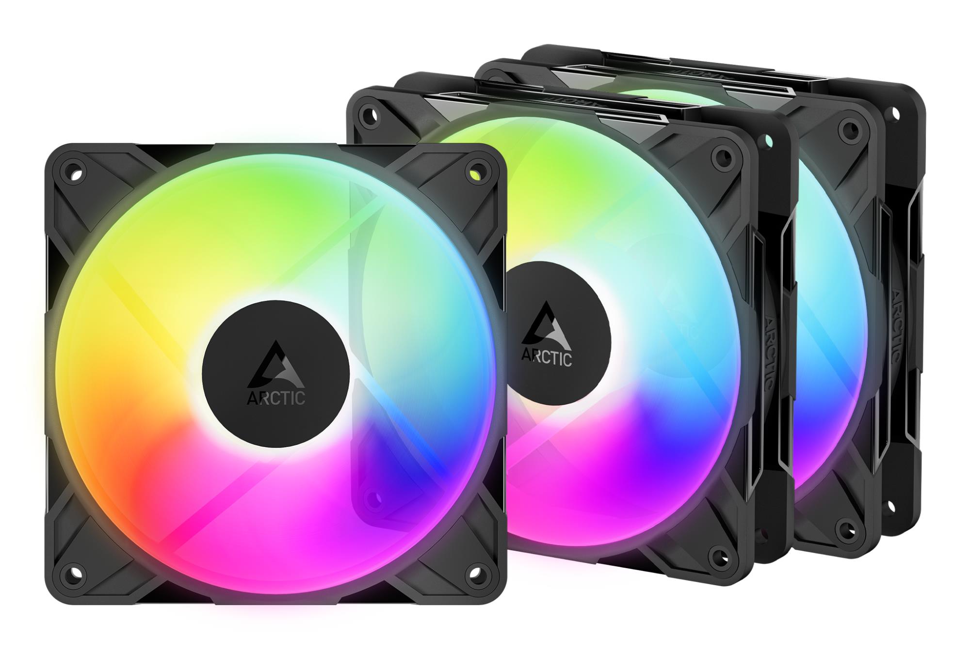 ARCTIC P12 Pro Reverse PWM PST A-RGB didelio našumo ventiliatoriai, 4-pin, 120mm, 3 vnt.