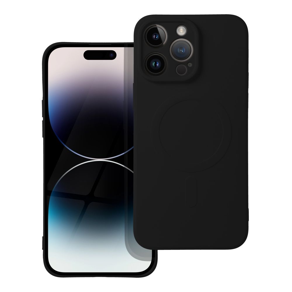 Dėklas Silicone Mag Cover (MagSafe) skirtas iPhone 14 Pro Max juodas