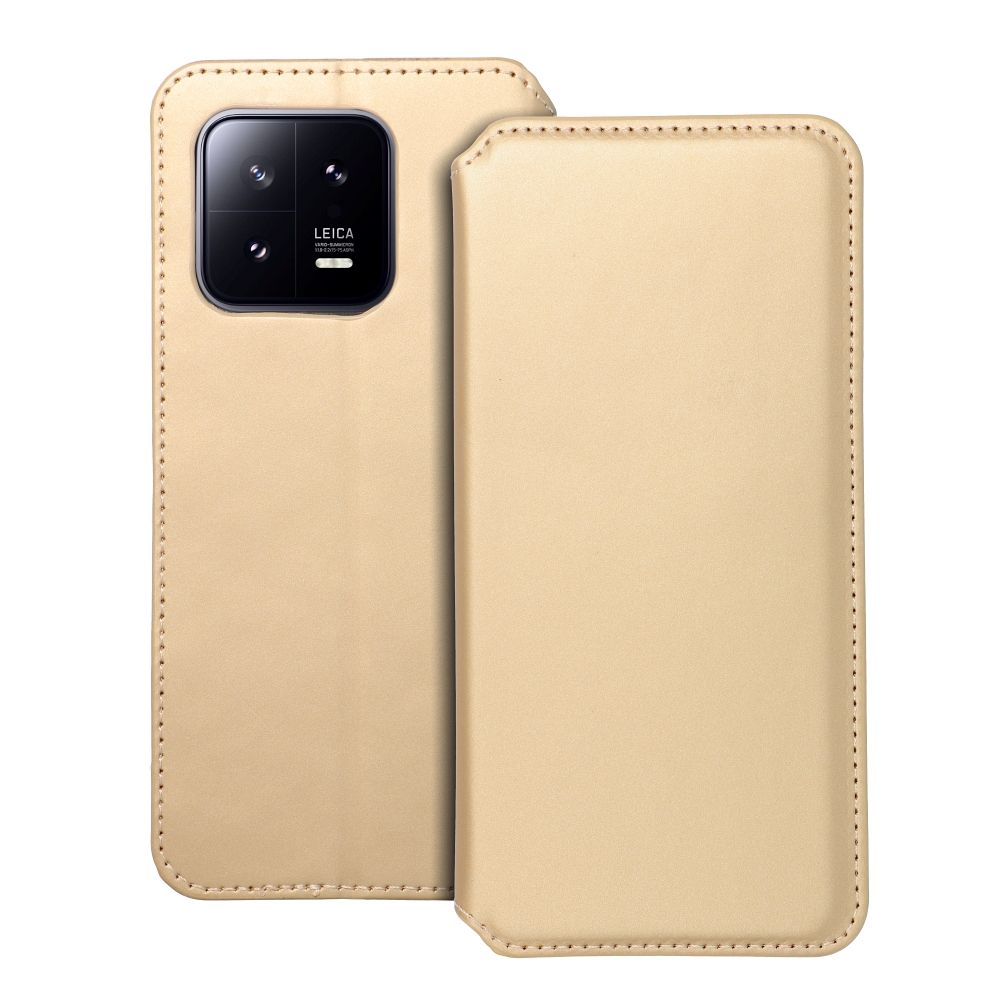 DUAL POCKET knygos tipo dėklas telefonui XIAOMI 13 auksinis