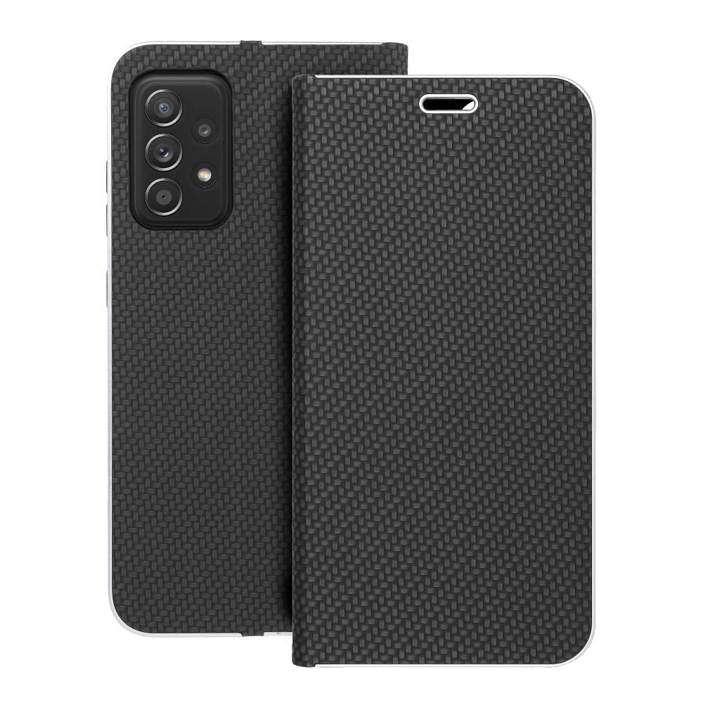 LUNA Book Carbon dėklas telefonui SAMSUNG A52 5G / A52 LTE (4G) / A52s 5G juodas