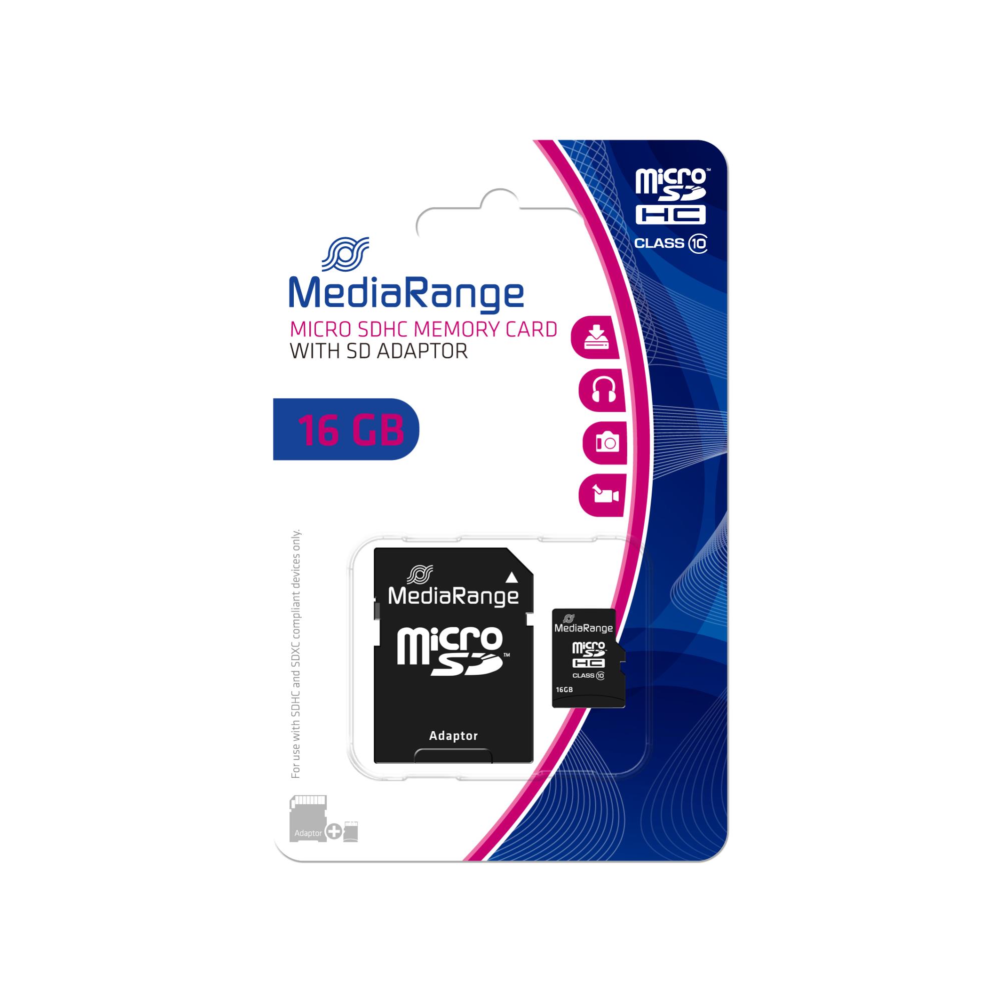 Micro SDHC atminties kortelė 16GB C10/W/adapteris MR958