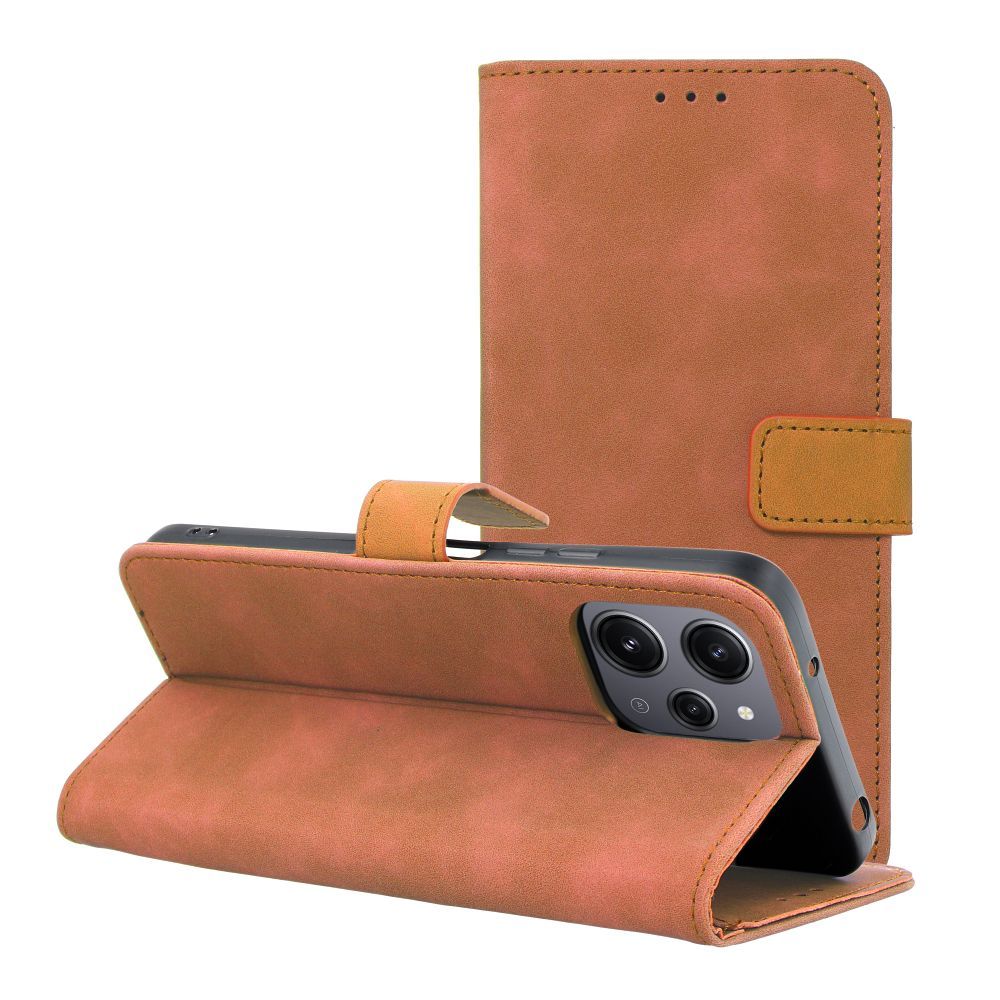 TENDER knygos dėklas telefonui XIAOMI Redmi 12 4G / 12 5G rudas