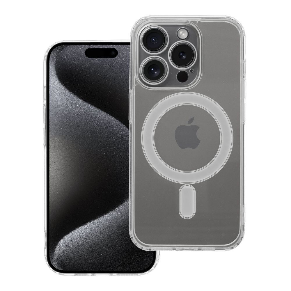 Case for iPhone 15 PRO Clear Mag Cover (STR / CAMERA PROTECTION) compatible with MagSafe transparent