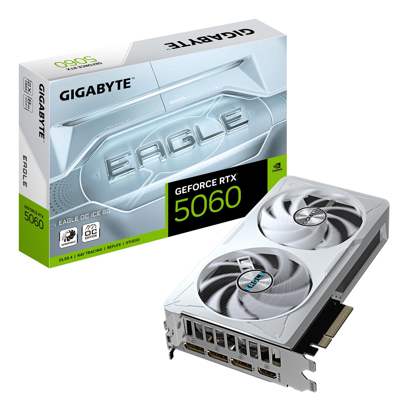 Vaizdo plokštė Gigabyte NVIDIA GeForce RTX 5060 Eagle OC Ice 8GB GDDR7 PCIe 5.0